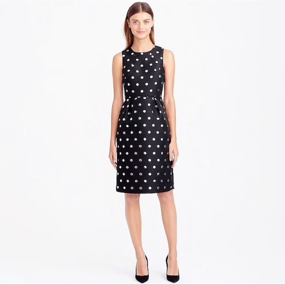 J. Crew black metallic polka dot holiday party dress size 4 midi